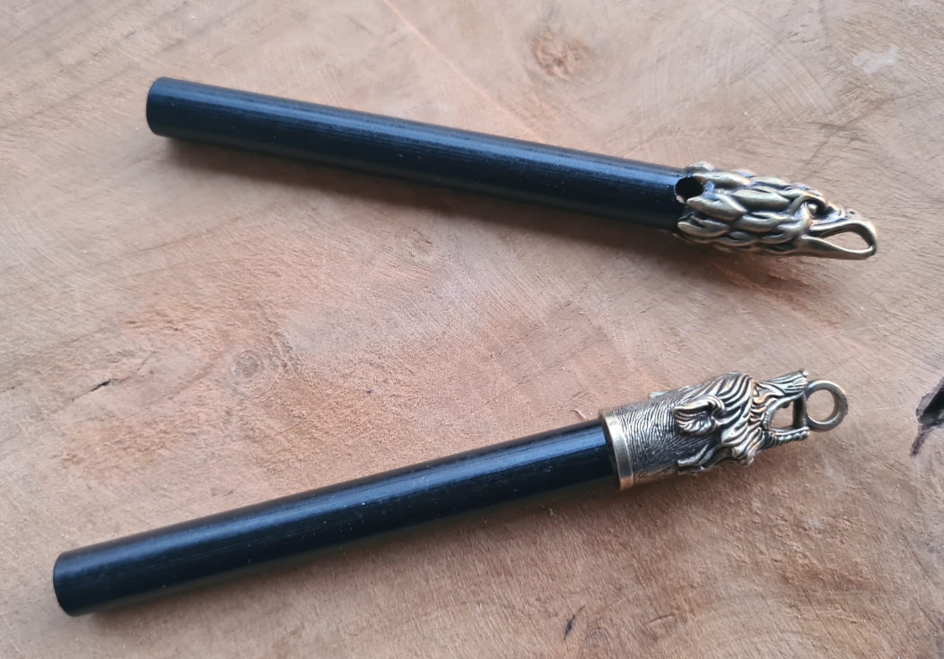 Firesteel ( ferroceriumrod) Wolf of Arend brons handvat groter met kop - Afbeelding 2
