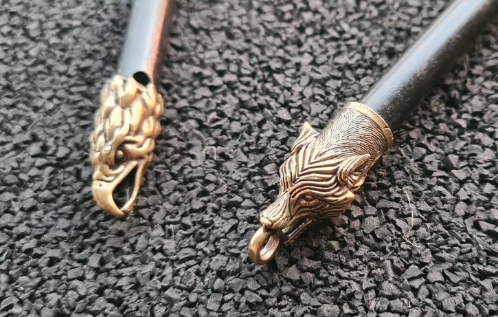 Firesteel ( ferroceriumrod) Wolf of Arend brons handvat groter met kop - Afbeelding 7