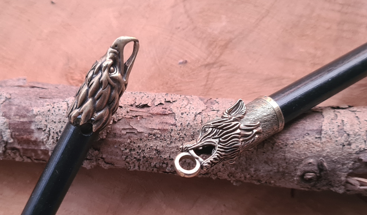 Firesteel ( ferroceriumrod) Wolf of Arend brons handvat groter met kop - Afbeelding 10