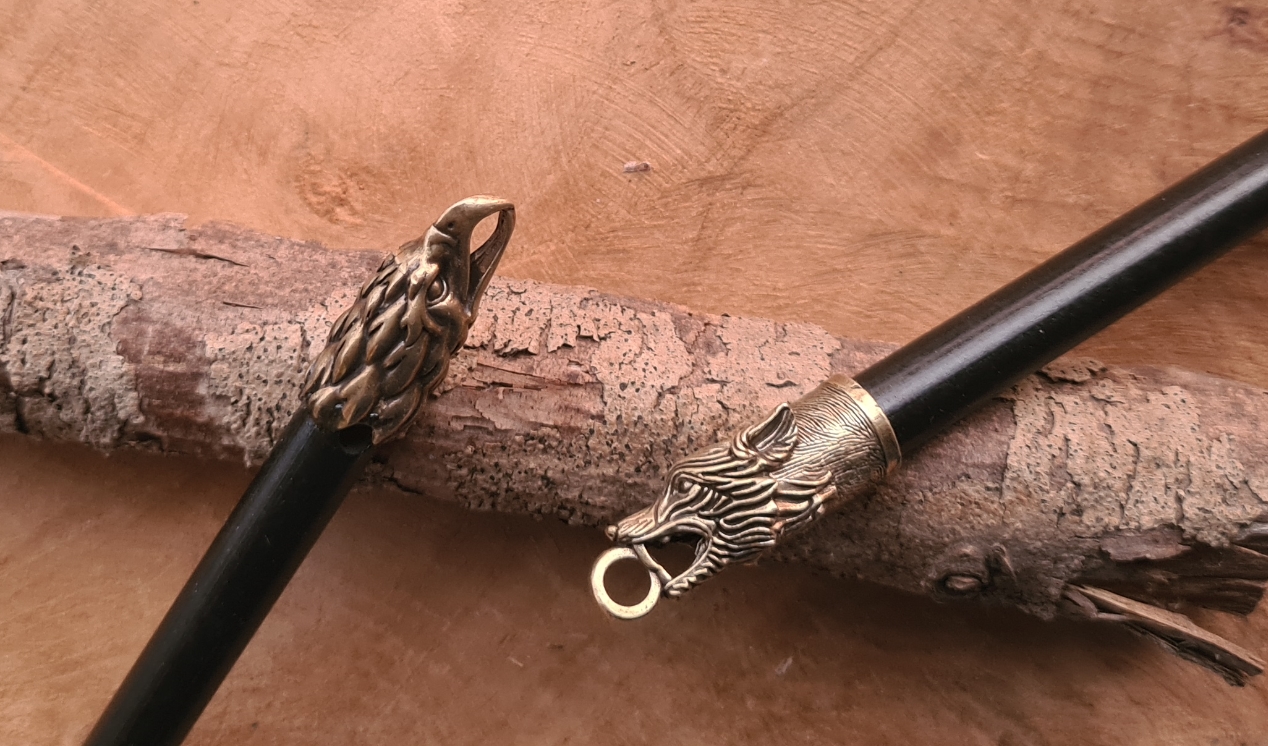 Firesteel ( ferroceriumrod) Wolf of Arend brons handvat groter met kop - Afbeelding 11